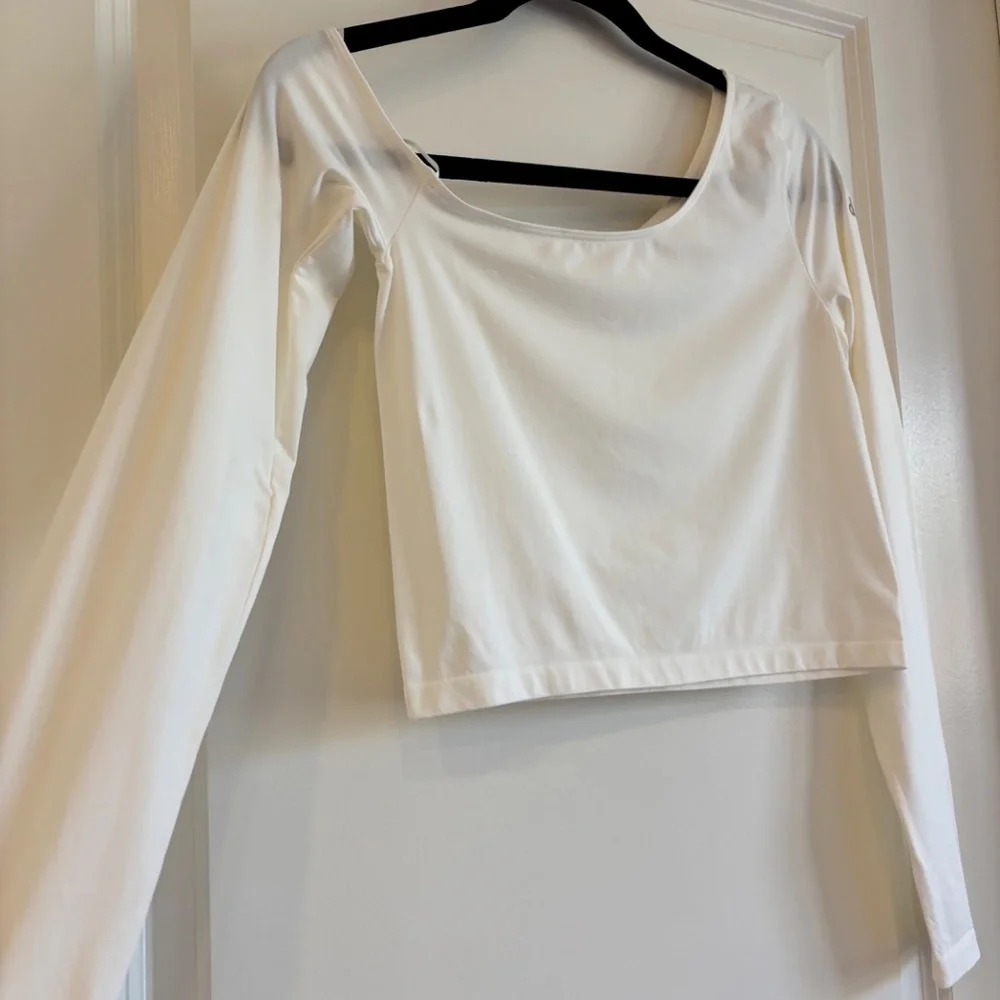 Alo Asymmetric Sheer Glow Long Sleeve Ivory